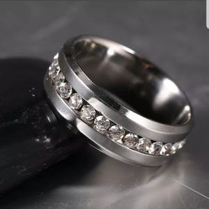 Stainless steel wedding band stones 10